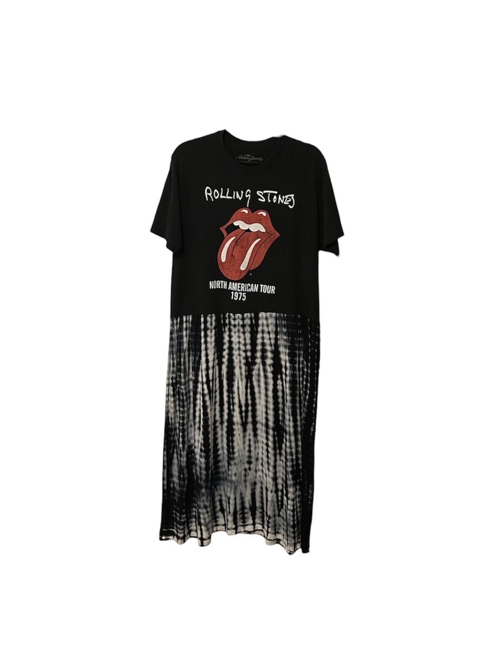 One of a Kind Upcycled Rolling Stones Black & Tie-Dye Graphic Maxi Dress